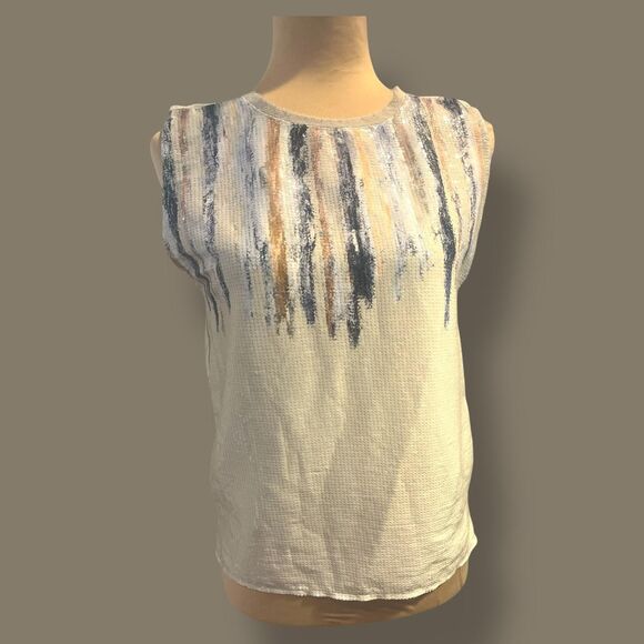 Zara Women's White and Cream Shirt Sleeveless Party Tank Sequins - Picture 1 of 5